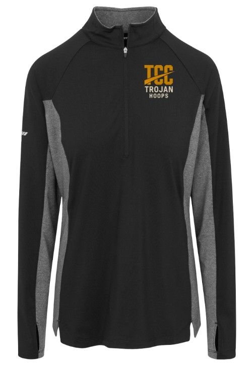 Black and grey quarter-zip shirt with