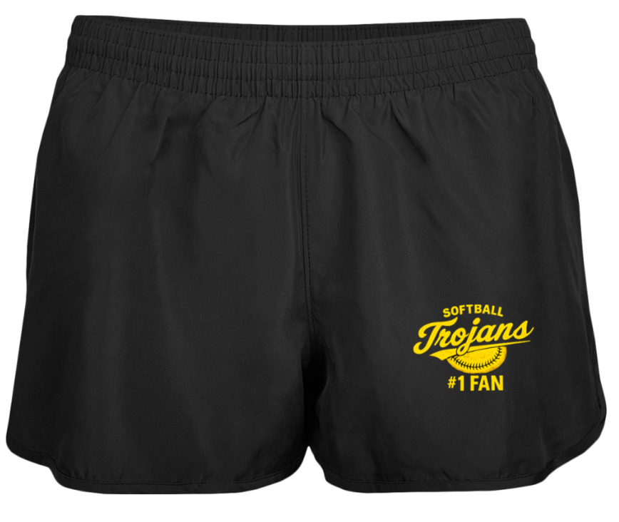 Black athletic shorts with yellow