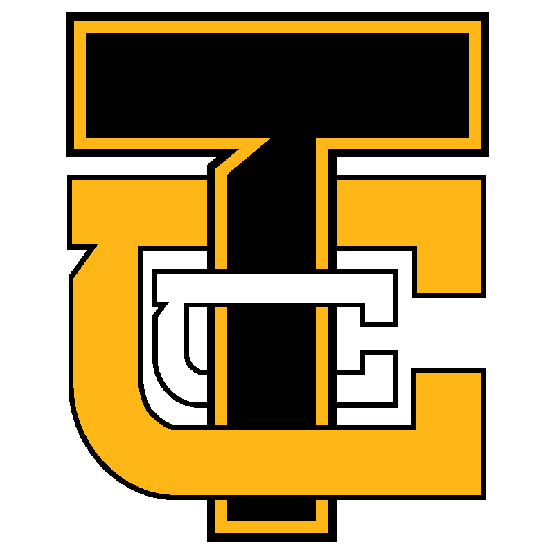 Black, gold, and white interlocking T, U, and C letters logo on a white background