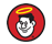 Smiling face with halo in red circle.