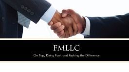 Two people shaking hands, beneath black text