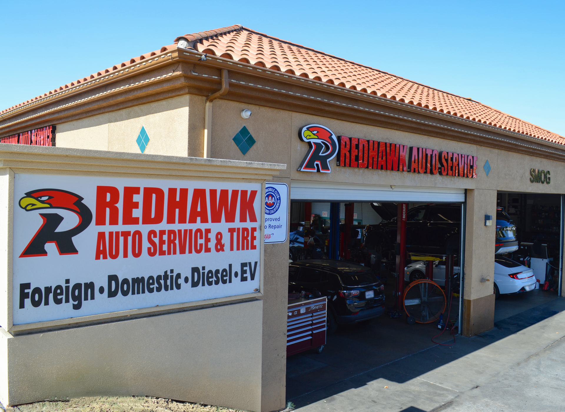 Outside of our garage bays | Redhawk Auto Service