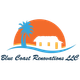 Logo: Blue and orange tropical scene with a palm tree, house, and text "Blue Coast Renovations LLC".