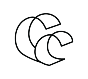 A black and white drawing of a letter e on a white background.
