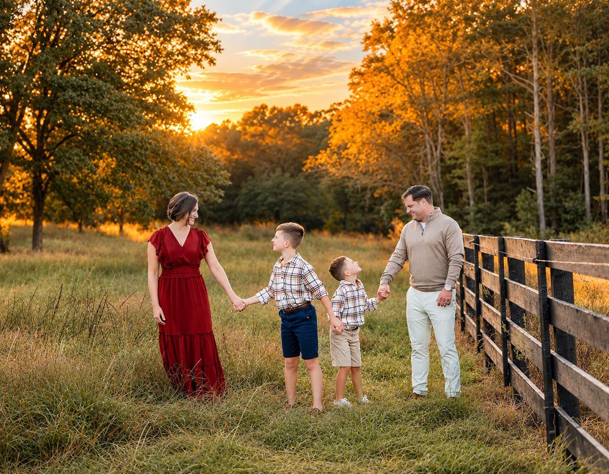Golden hour fall family session in Raleigh NC