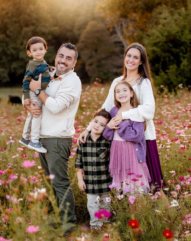 Purple Blossoms Field Family Portraits , Raleigh NC
