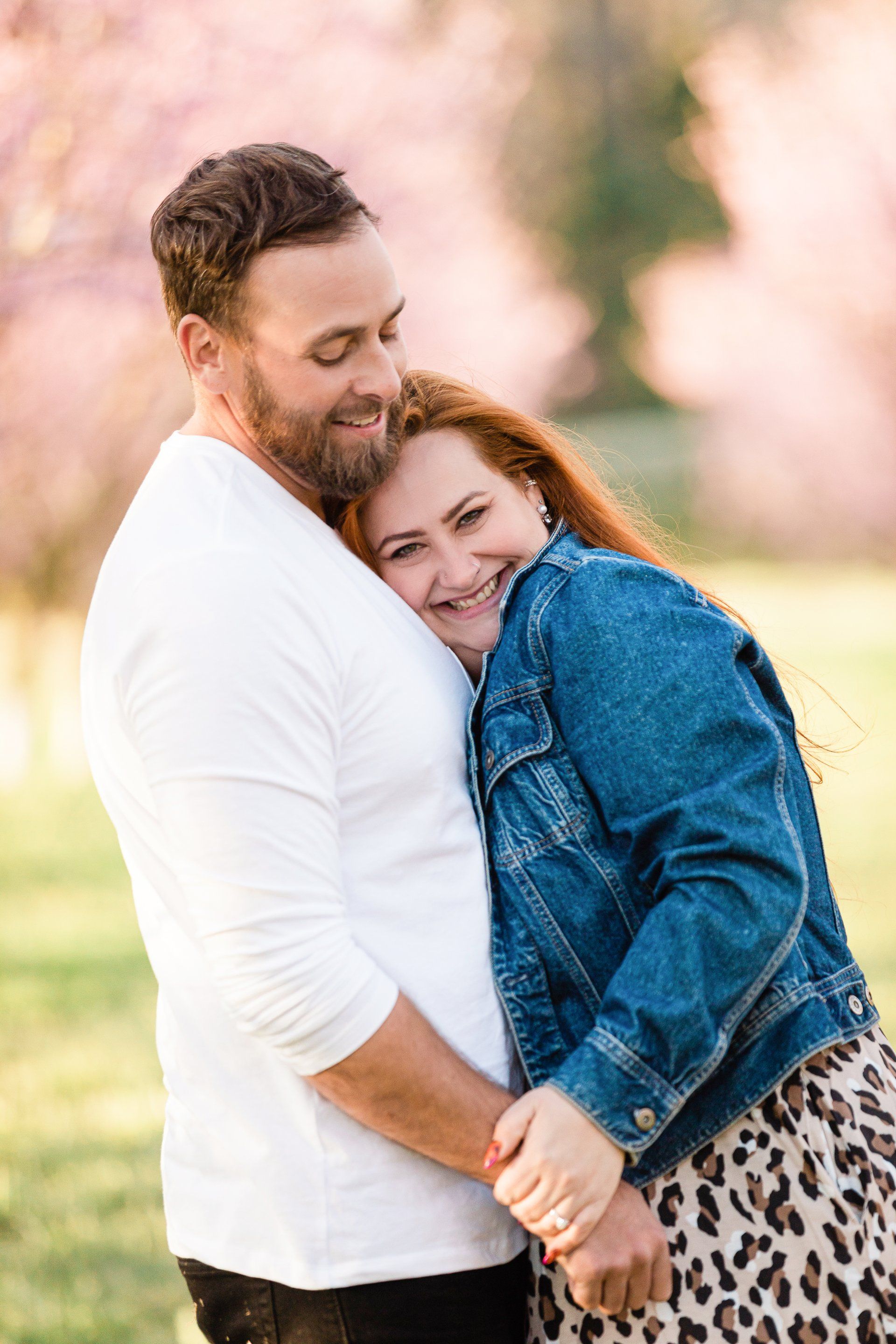 Peach Blossoms Engagement Portraits