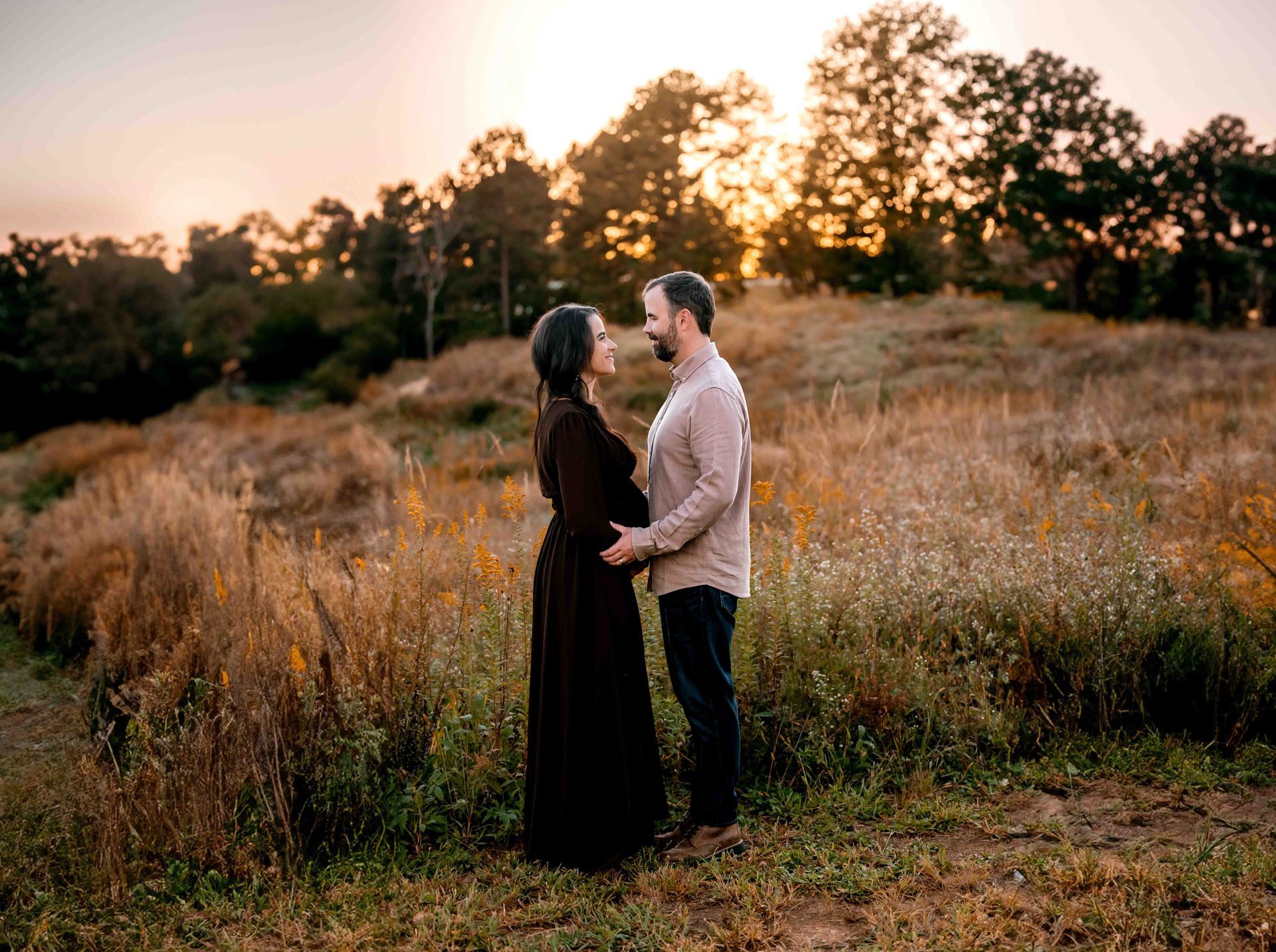 Family portrait session during fall golden hour at NCMA in Raleigh, North Carolina
