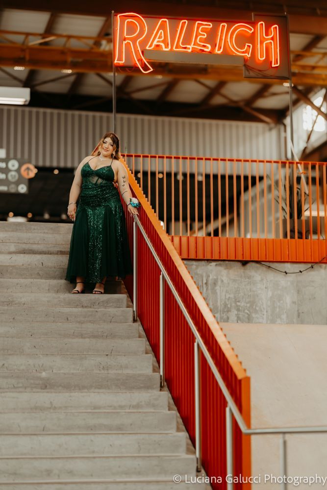 High school prom portraits in downtown Raleigh featuring elegant styling and natural light
