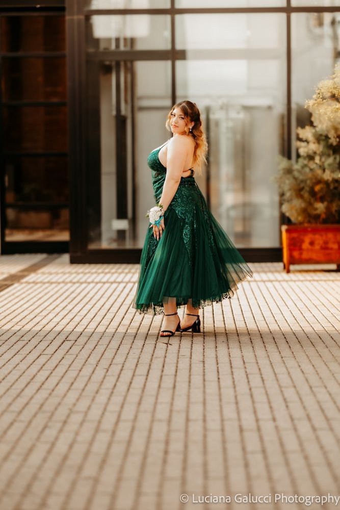 High school prom portraits in downtown Raleigh featuring elegant styling and natural light
