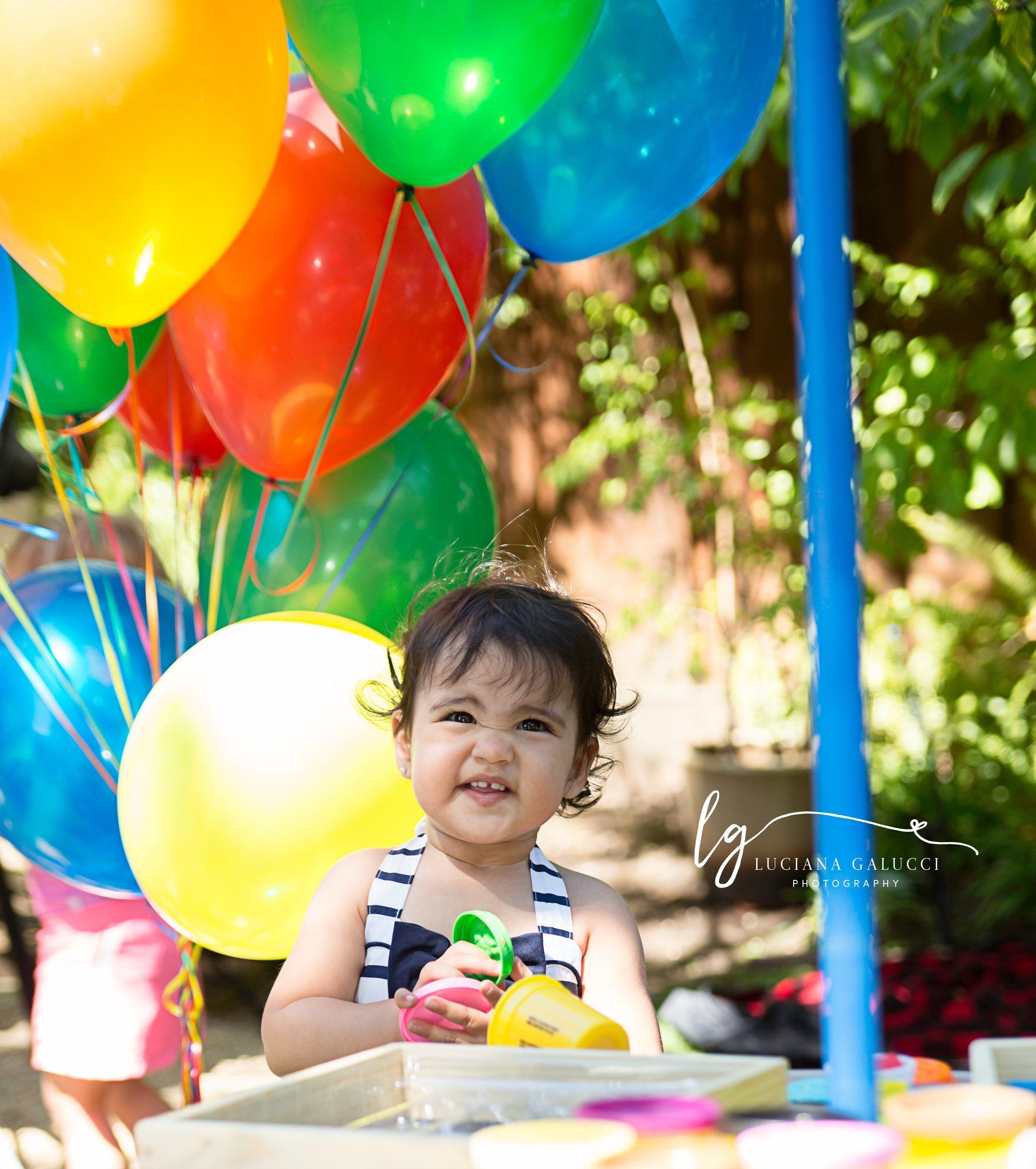 colorful balloons at the backyard birthday party in Raleigh NC