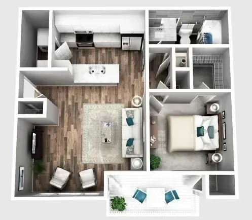 2100 Defoors - 1x1 525 sf Floor Plan