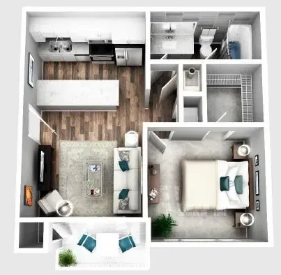 2100 Defoors - 1x1 705 sf Floor Plan