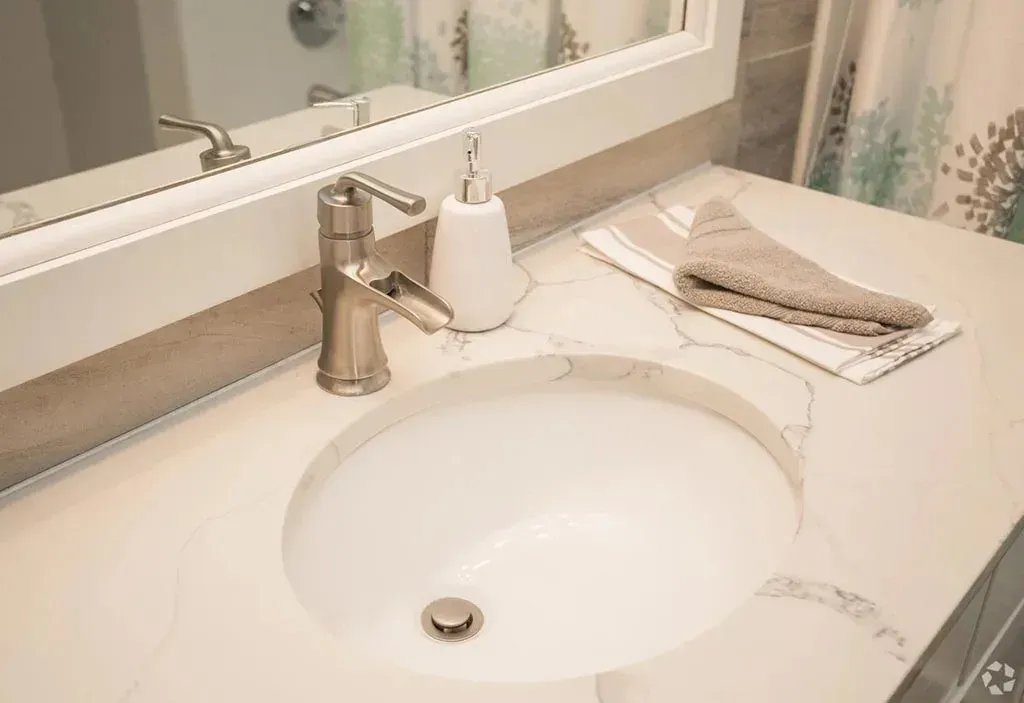 Renovated apartment bathroom at 2100 Defoors near Howell Mill Road