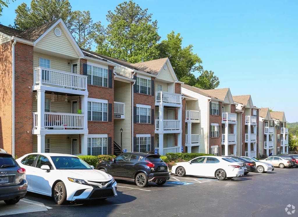 Apartment building exterior at 2100 Defoors in West Midtown Atlanta GA