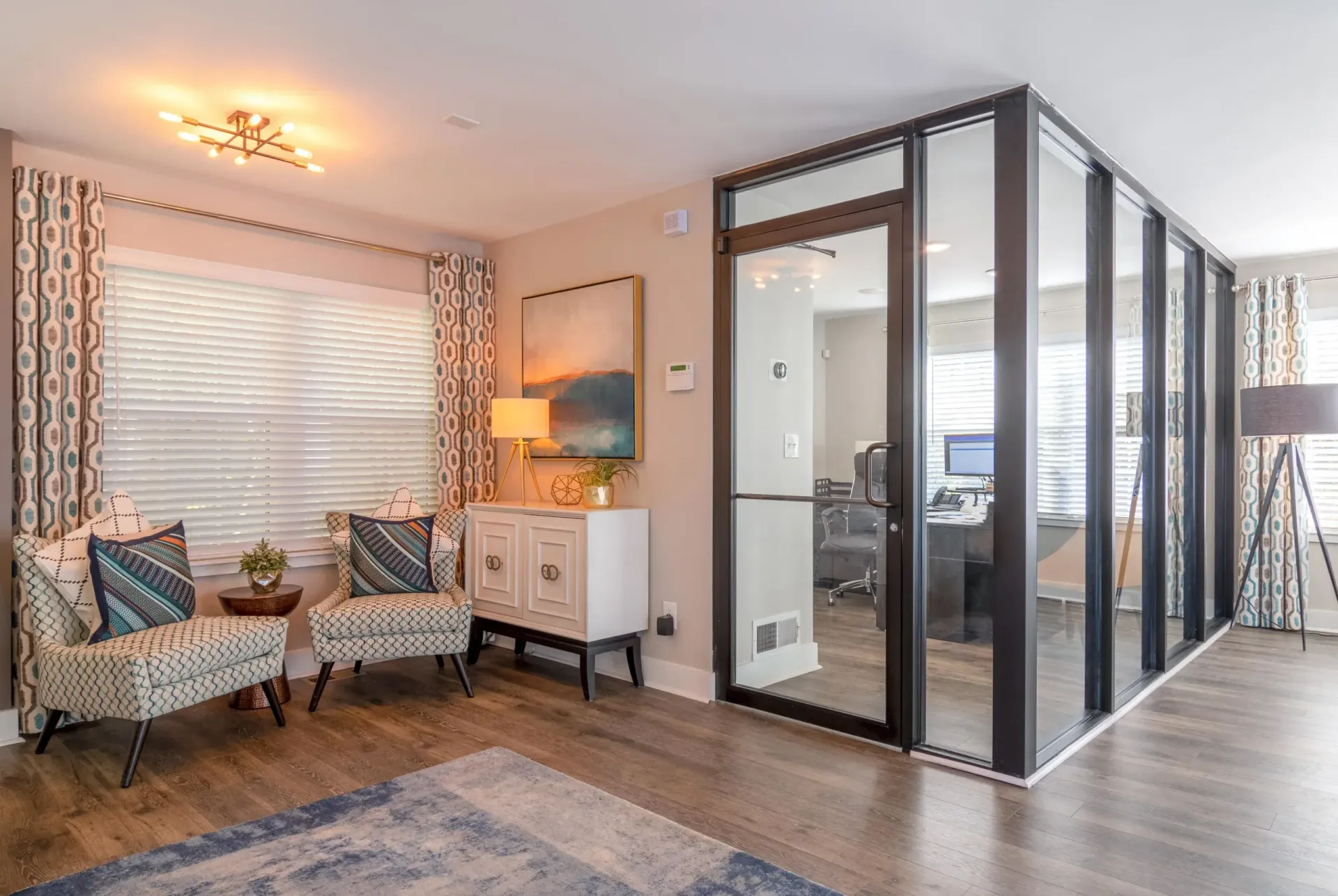 Leasing office interior at 2100 Defoors Westside Atlanta apartment community