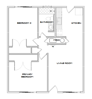 Two bedroom floor plan at Monteleone apartments in Atlanta GA