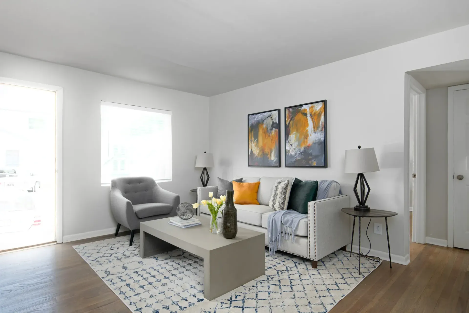 Living room interior at Collier Flats apartments in Atlanta GA