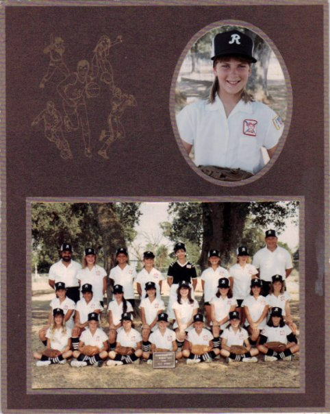 Framed team photo collage with a portrait above a group baseball team photo outdoors.
