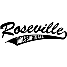 Roseville Girls Softball logo in black script on a white background