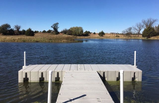 A scenic image of the 2000 series high profile dock on water