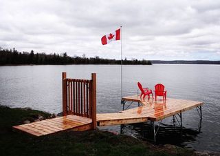 An image of a wood pipe leg dock