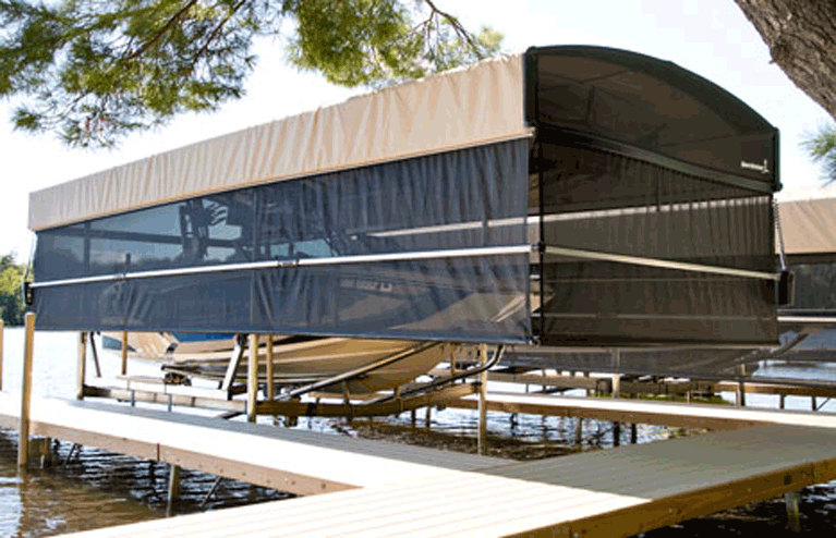 Docks Unlimited - Shorescreen Power Curtain An image of the shorescreen power curtains