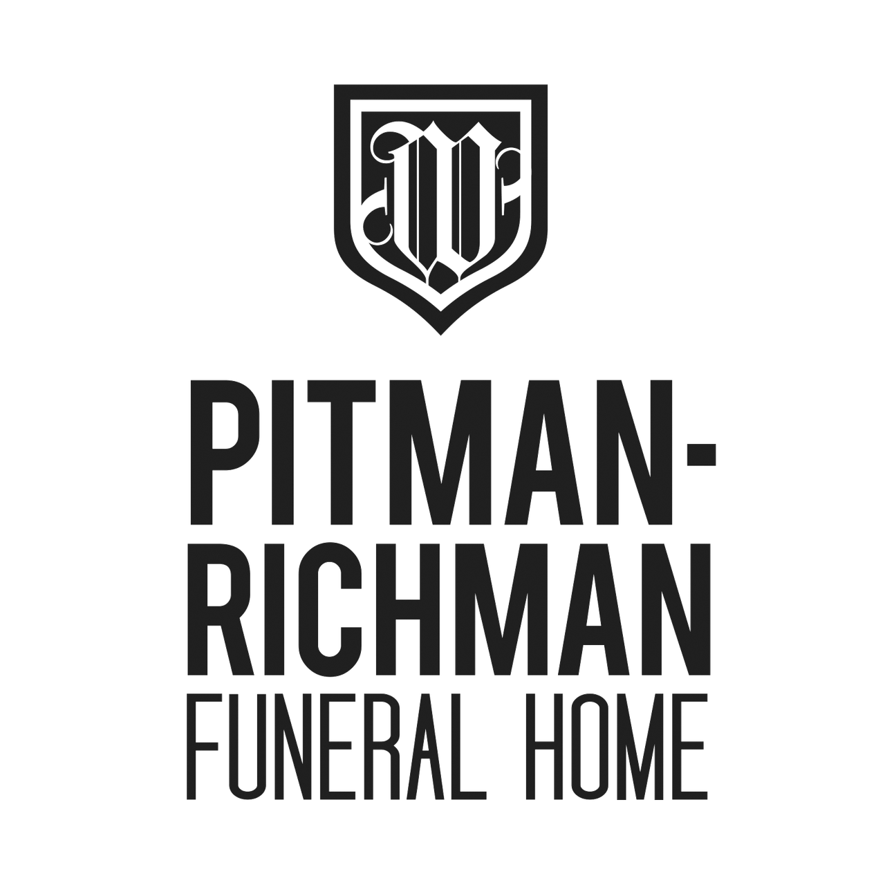 Pitman-Richman Funeral Home logo in black on a white background