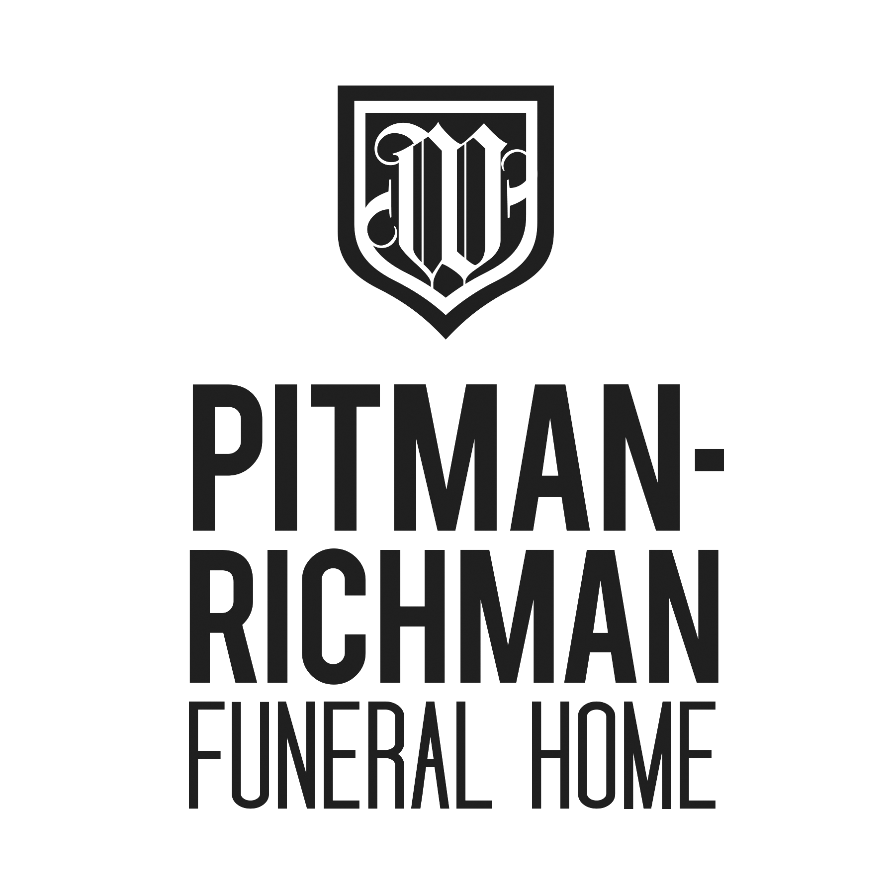Pitman-Richman Funeral Home logo in black on a white background
