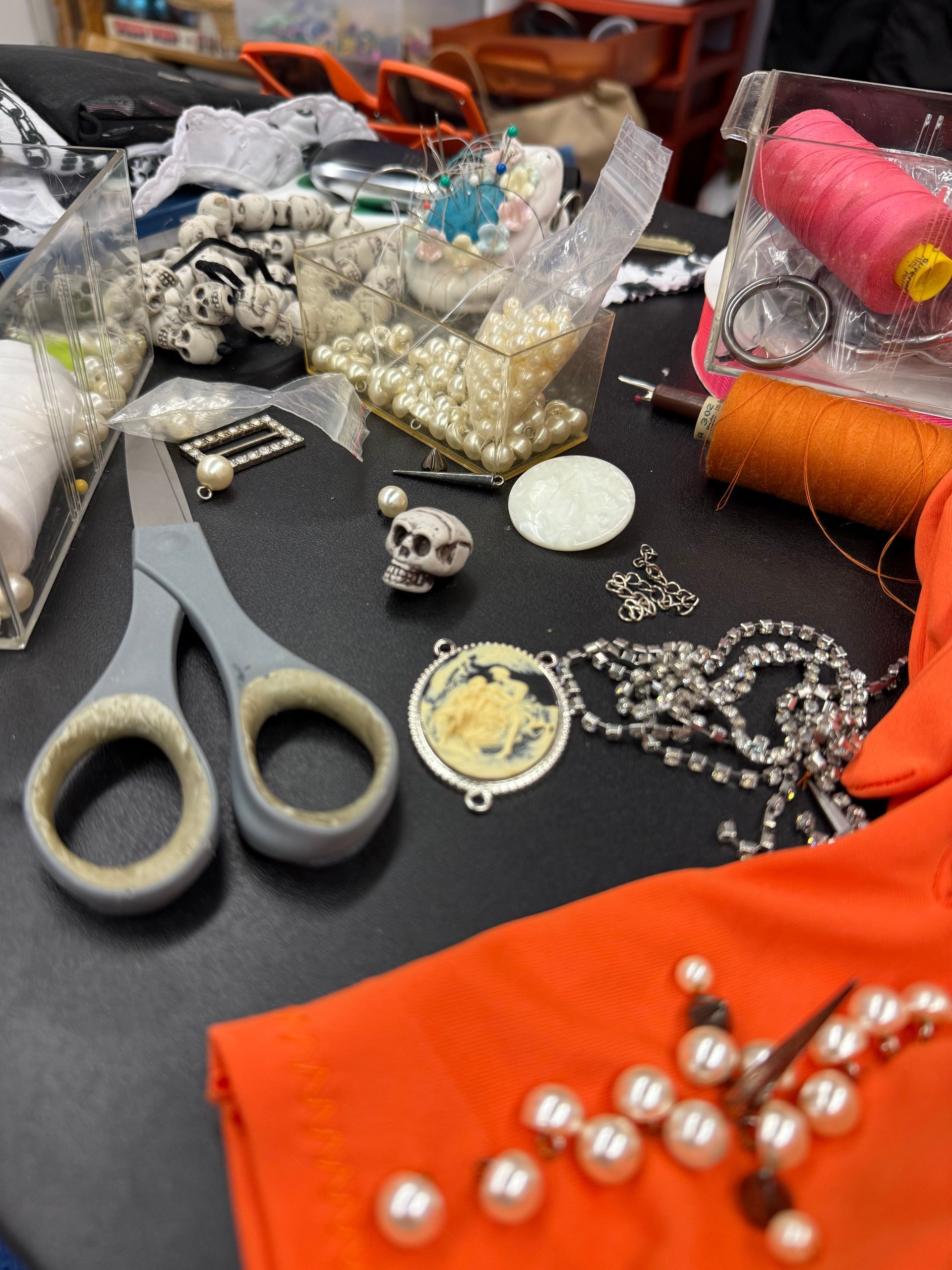 mess of sewing supplies