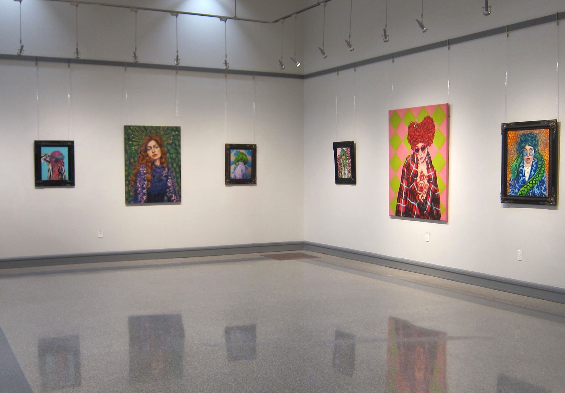 Gallery walls with paintings in the Mezzanine Gallery, 2023