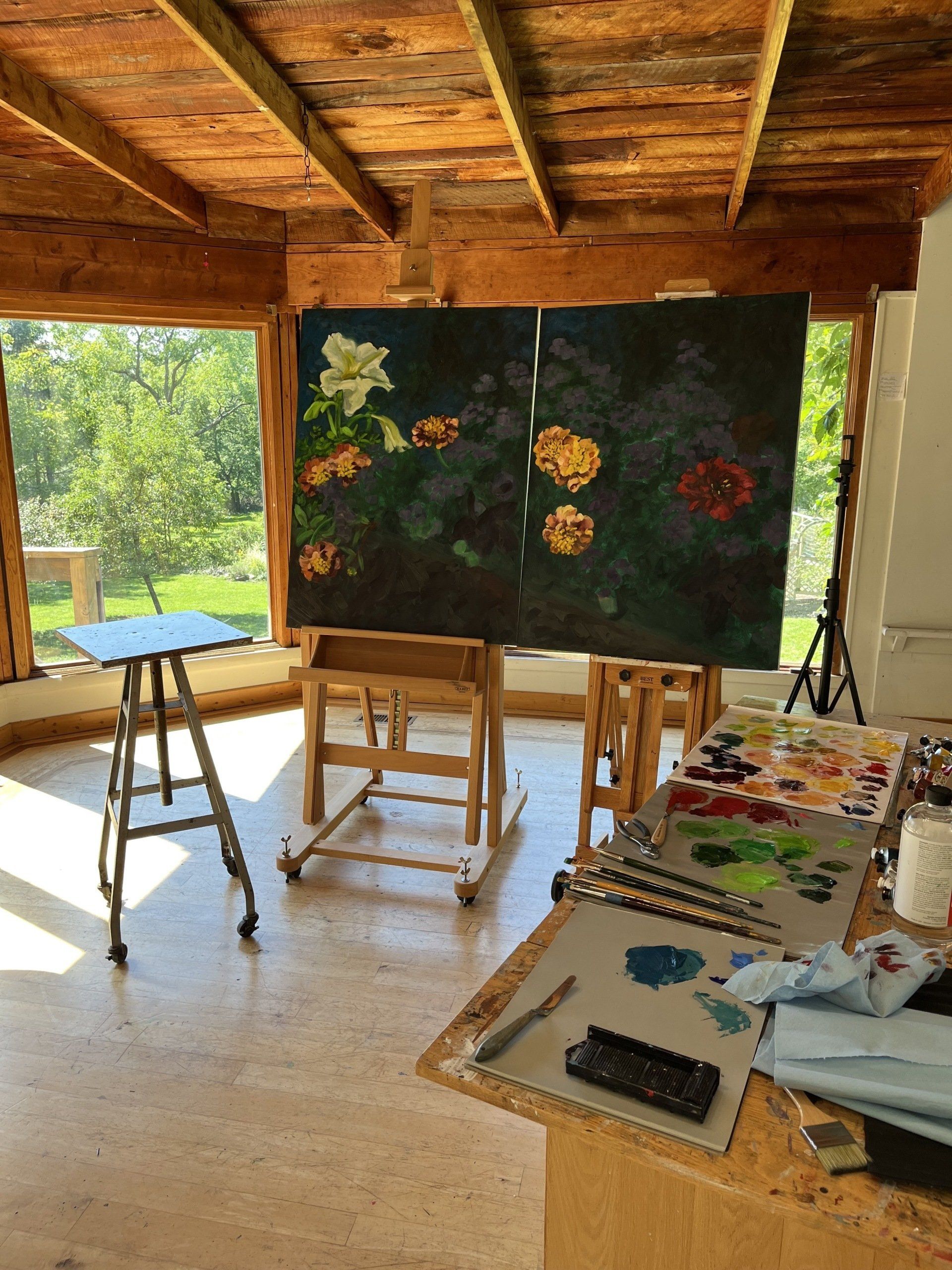 working in Ora Lerman's studio at Soaring Gardens