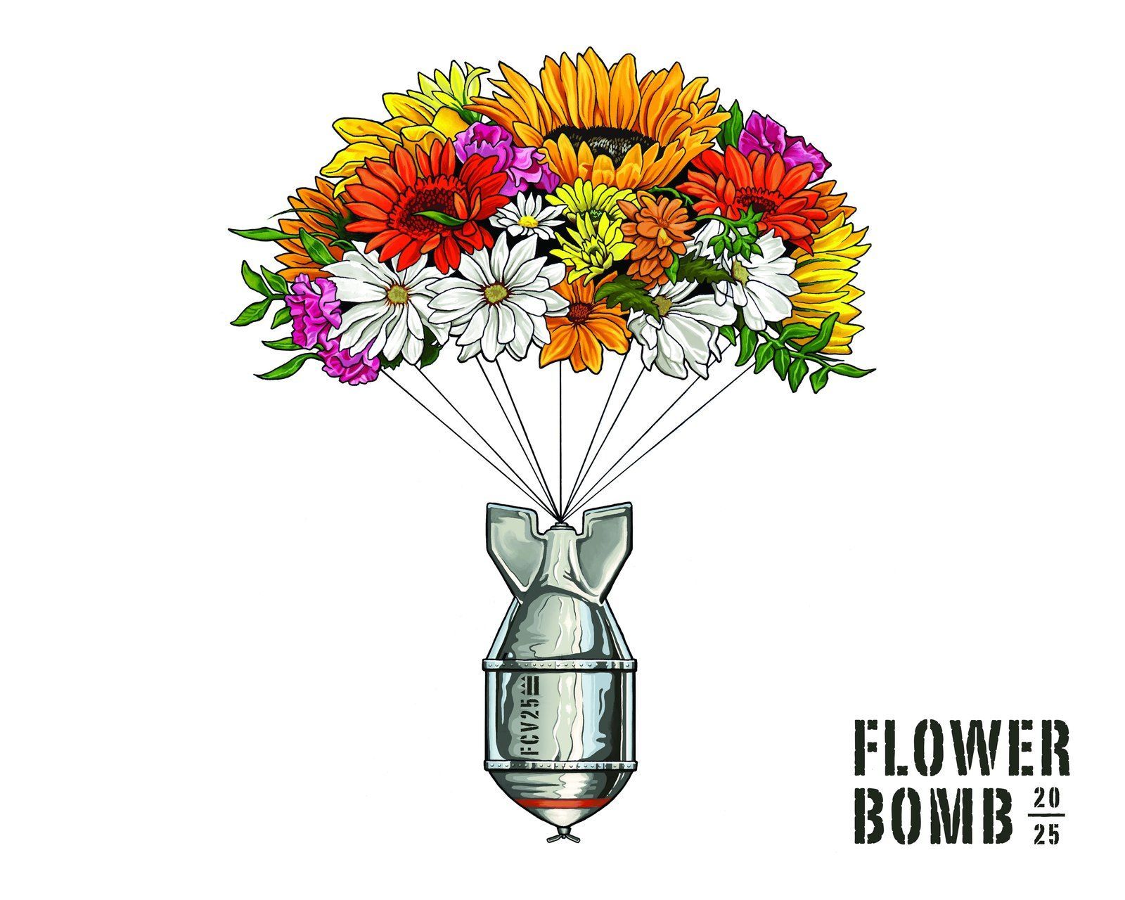 Flower Bomb 2025 label art by Dane Curley