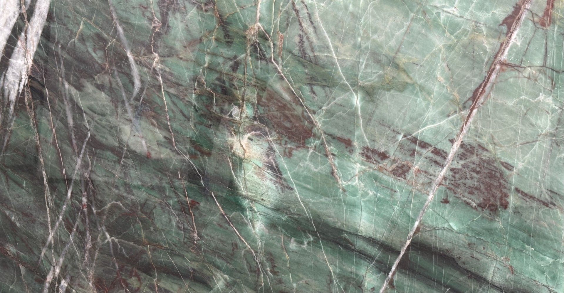 Green and gray marble with dark veining.