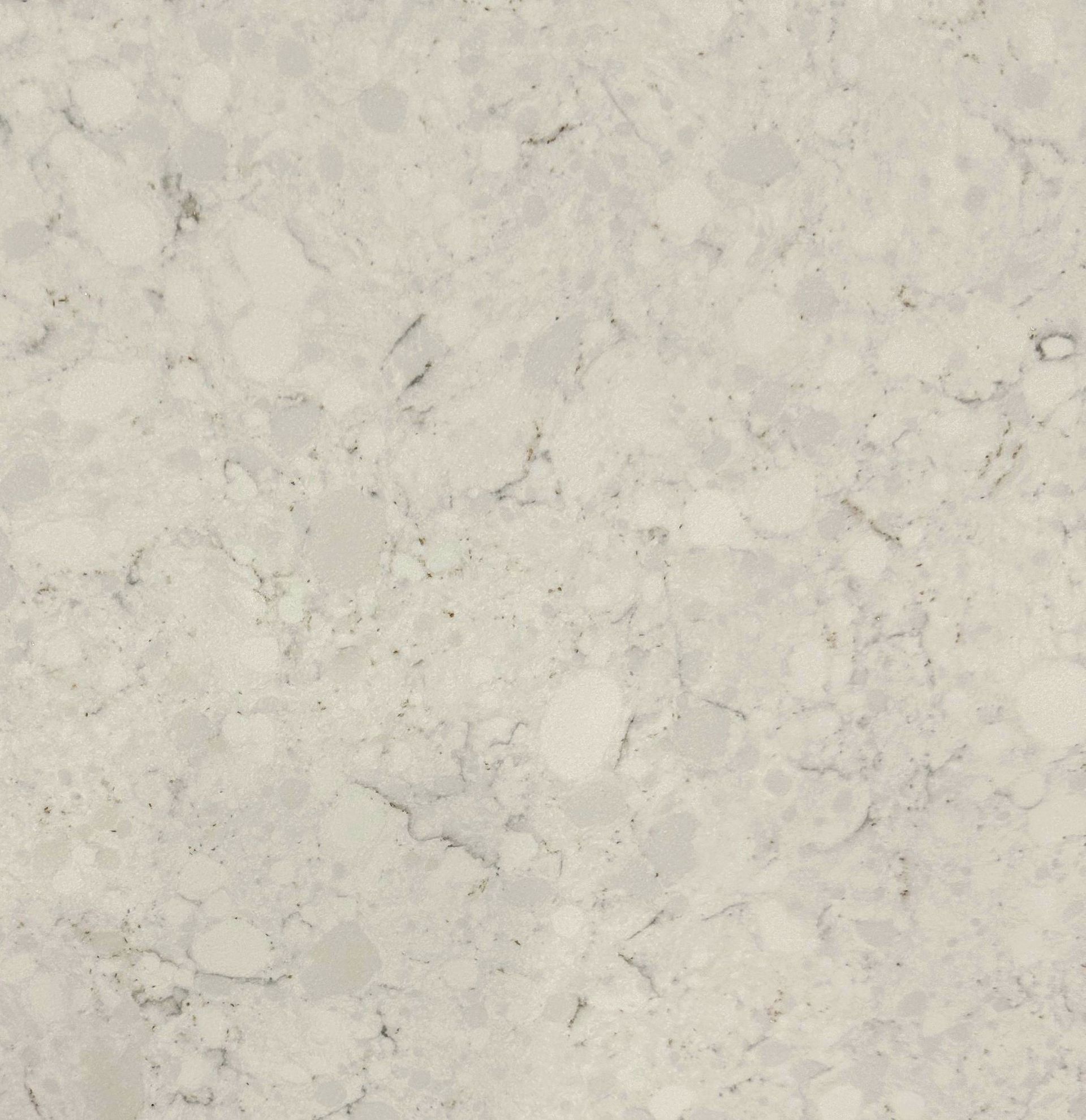 White quartz countertop with subtle beige veining.