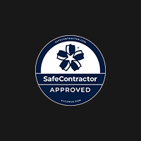 Safe Contractor Approved logo on a dark background