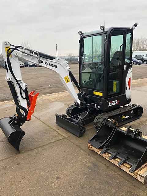 A new Bobcat mini excavator is delivered to site at DHS Plant Hire