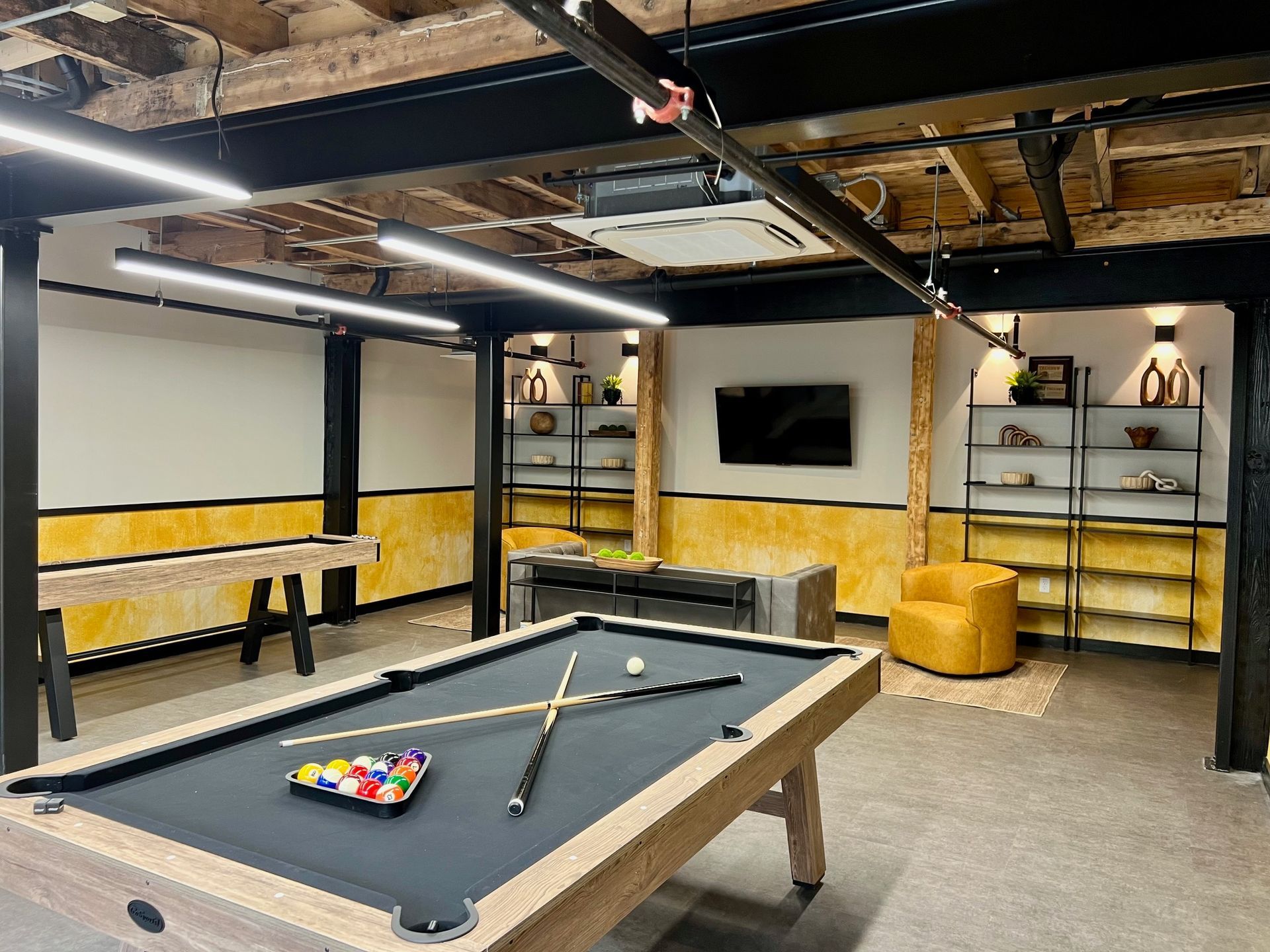 The resident game room at The Reeds, near Clark University in Worcester