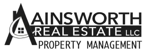 Logo for Ainsworth Real Estate LLC Property Management with an A-shaped house icon.