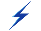 Blue lightning bolt icon on a white background