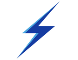 Blue lightning bolt icon on a white background