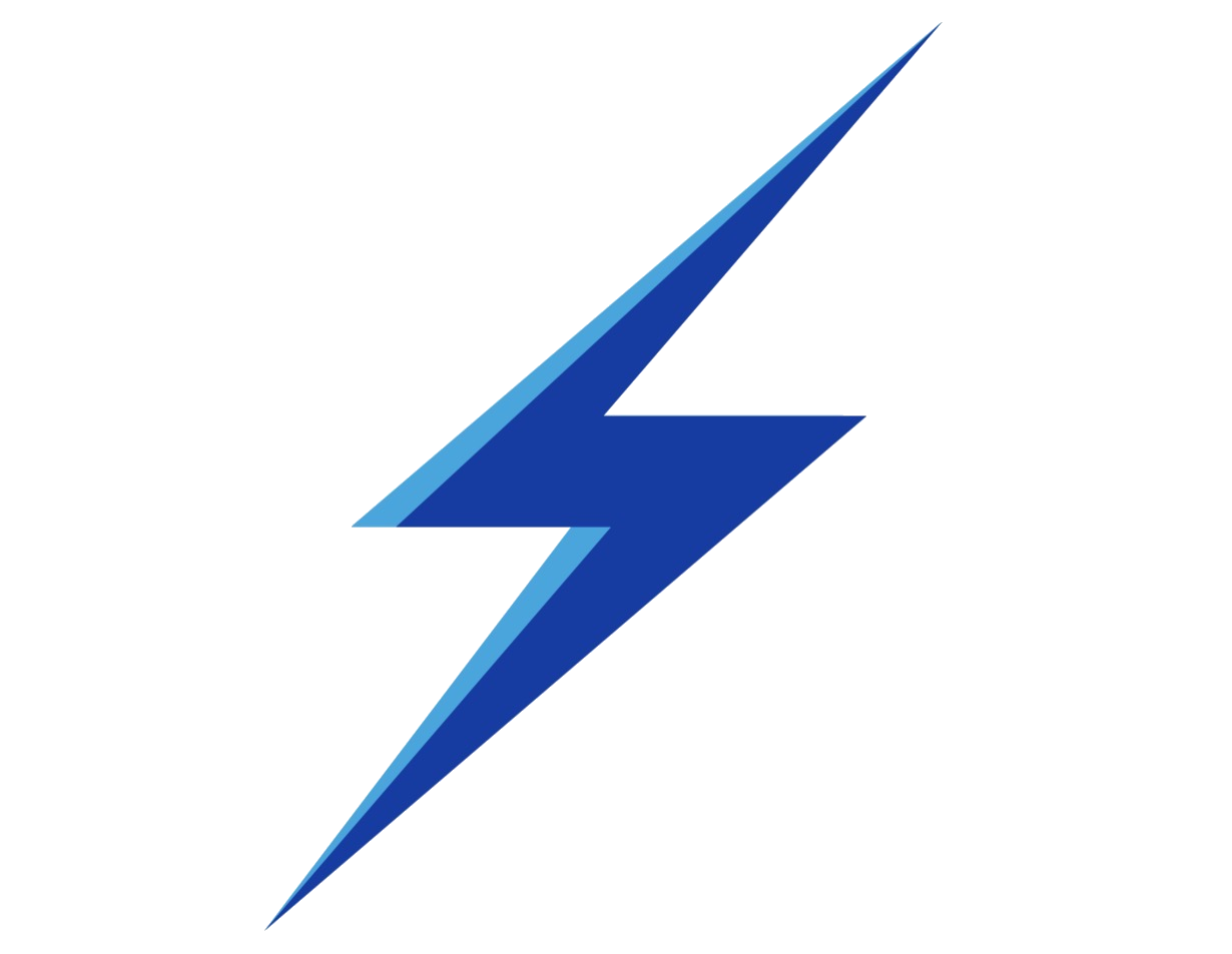 Blue lightning bolt icon on a white background