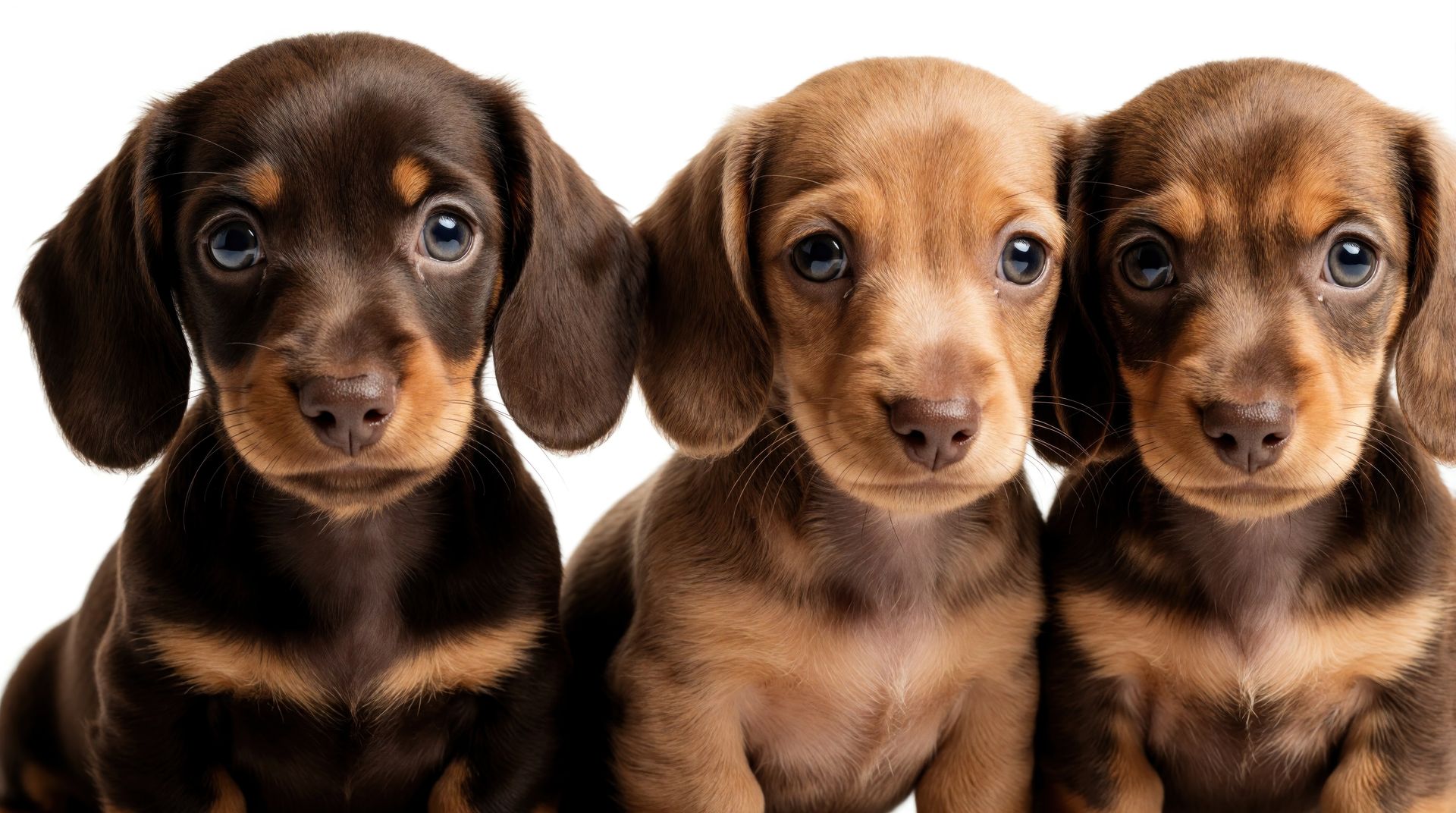 Dog breeder holding a healthy miniature dachshund puppy.