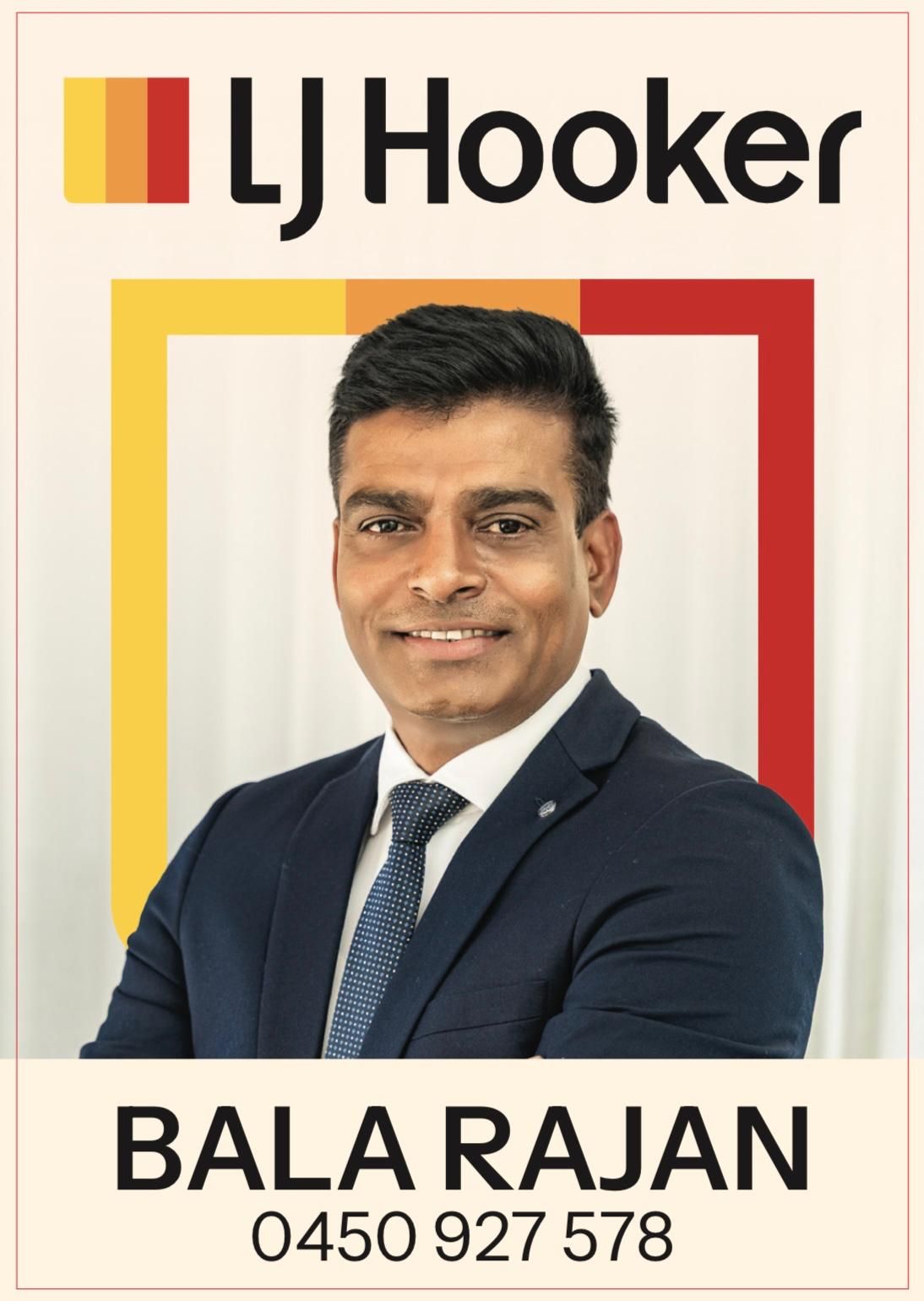 LJ Hooker agent profile for Bala Rajan, with portrait and contact number 0450 977 578