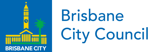 Brisbane City Council logo with blue and yellow city skyline and text on white background