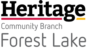 Heritage Community Branch Forest Lake logo in black, gray, and yellow text