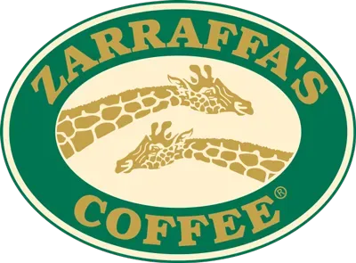 Zarraffa’s Coffee logo with two giraffe heads on a green oval background