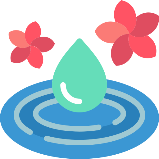 Blue water ripples with a green droplet and pink flowers around it — Wee R Pumping In Glenorchy, TAS