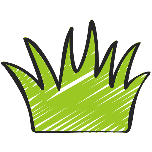 Green hand-drawn grass tuft with black outline, resembling a small crown shape — Wee R Pumping In Glenorchy, TAS