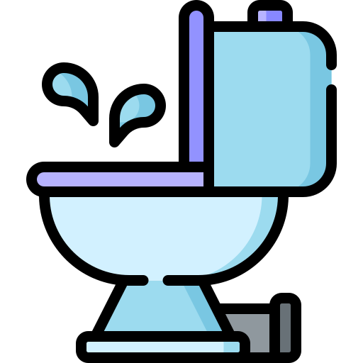 Stylized blue toilet with lid and water splash icon on a white background — Wee R Pumping In Glenorchy, TAS